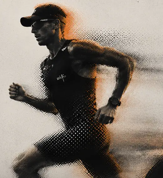 Corredor em movimento com tratamento halftone